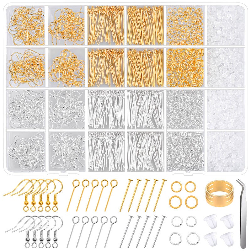 Hypoallergenic Earring Making Kit modacraft 2000Pcs Earring Making Supplies Kit with Hypoallergenic Hooks Earring Findings Backs Pins Jump Rings for Jewelry Making Supplies