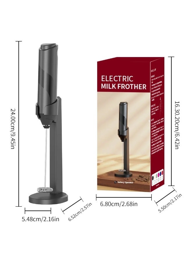 HIAS Milk Frother with Stand | Handheld Battery-Operated Foam Maker for Latte, Cappuccino &, Coffee, Frappe, Matcha and Hot Chocolate | Stainless Steel Stand | Coffee Whisk & Drink Mixer - Image 2