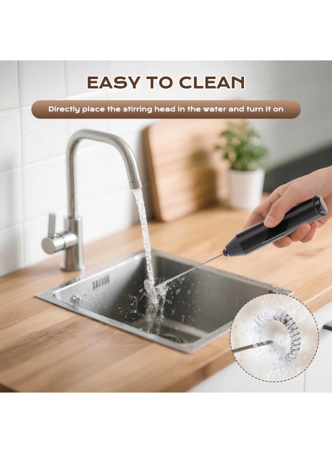 HIAS Milk Frother with Stand | Handheld Battery-Operated Foam Maker for Latte, Cappuccino &, Coffee, Frappe, Matcha and Hot Chocolate | Stainless Steel Stand | Coffee Whisk & Drink Mixer - Image 5