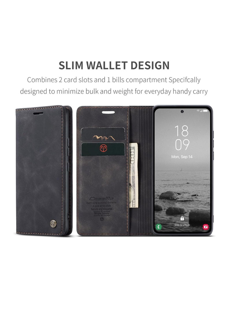 Aookay - For Samsung Galaxy A55 5G Phone Case, Leather Wallet Phone Case,  Flip Fold Phone Case with Card Slots and Magnetic Closure, Shockproof and Anti-collision Phone Protective Case (Brown) - Image 1
