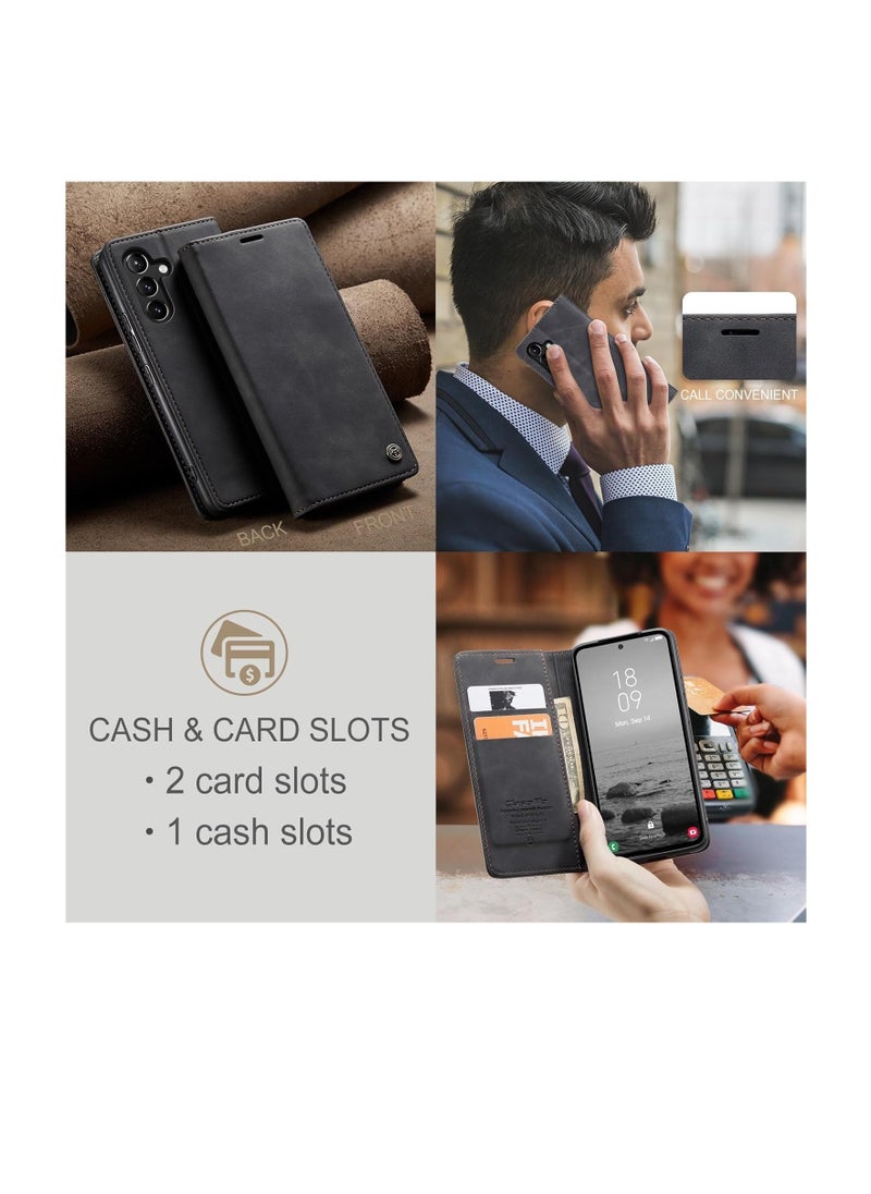 Aookay - For Samsung Galaxy A55 5G Phone Case, Leather Wallet Phone Case,  Flip Fold Phone Case with Card Slots and Magnetic Closure, Shockproof and Anti-collision Phone Protective Case (Brown) - Image 1