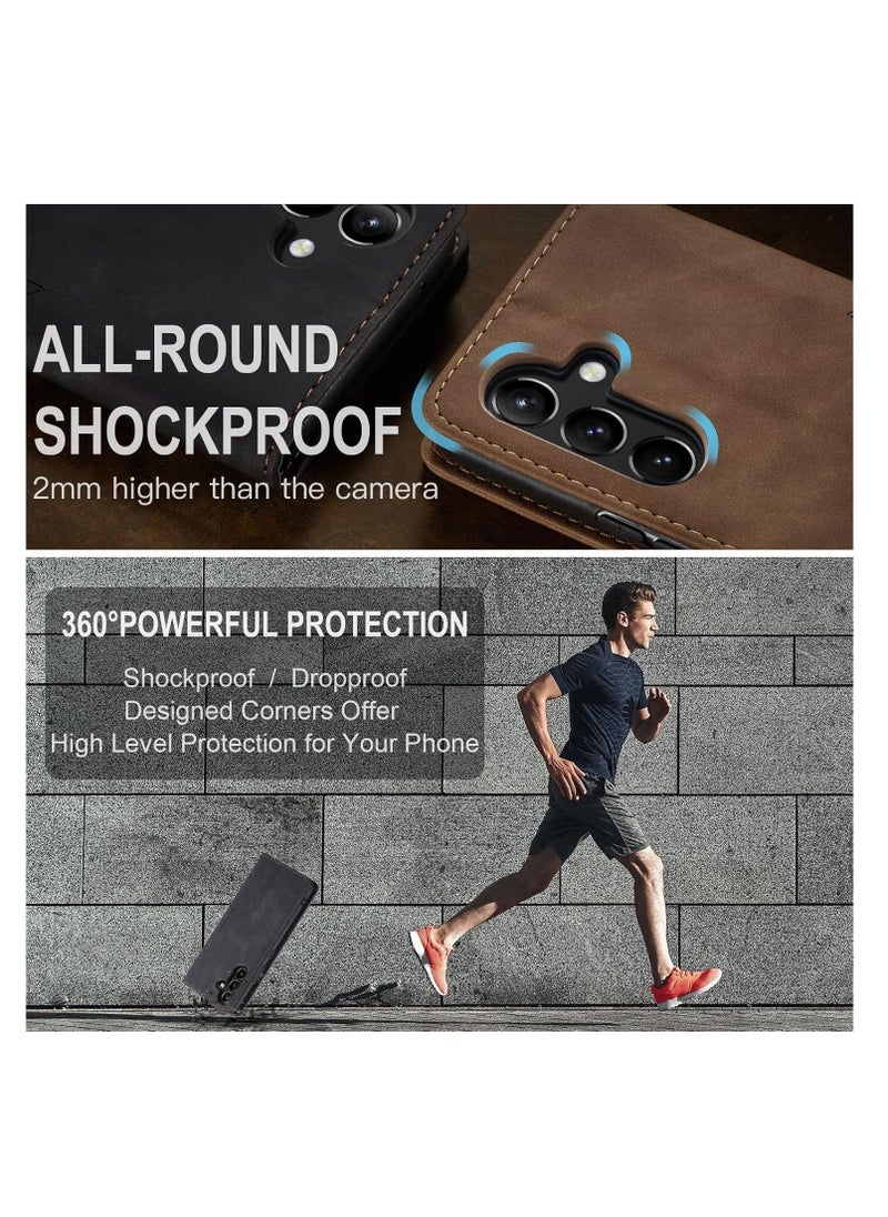Aookay For Samsung Galaxy A55 5G Phone Case, Leather Wallet Phone Case,  Flip Fold Phone Case with Card Slots and Magnetic Closure, Shockproof and Anti-collision Phone Protective Case (Brown)  - Image 5