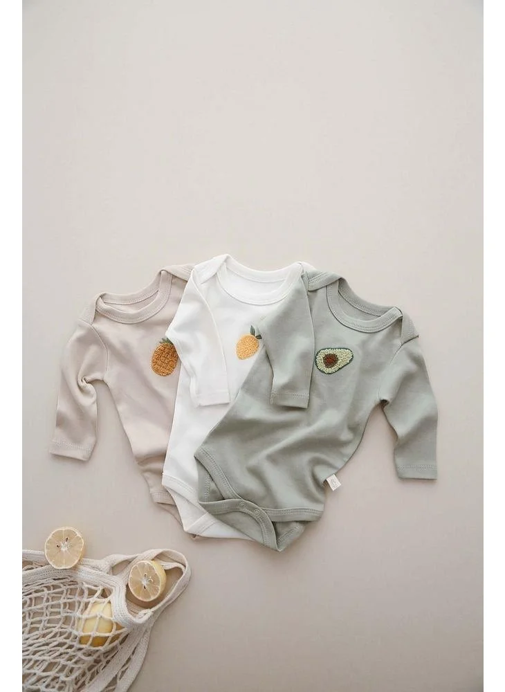 اوهلالا كوالا 3-Piece Embroidered Snap-On Long Sleeve Bodysuit Model 3