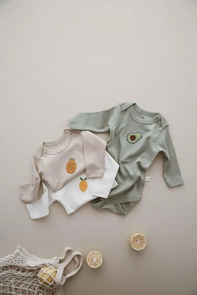 اوهلالا كوالا 3-Piece Embroidered Snap-On Long Sleeve Bodysuit Model 3