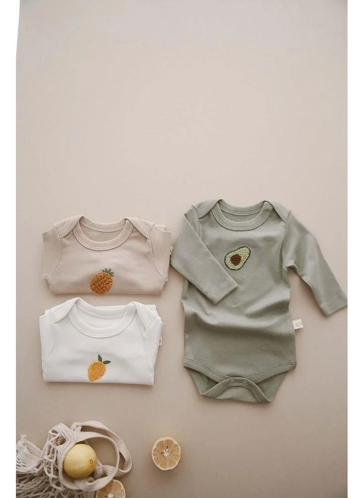 اوهلالا كوالا 3-Piece Embroidered Snap-On Long Sleeve Bodysuit Model 3