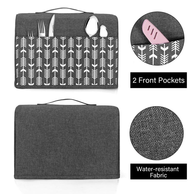 Yarwo 2 Slice Toaster Cover with Pockets and Top Handle, Nylon Toaster Cover Fits for Most Standard 2 slice Toasters, Gray with Arrow - Image 2