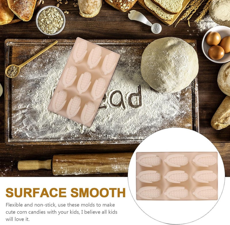 Corn-shaped Non-stick Silicone Chocolate Mold Tray, 9-cavity Gray Baking Mold for Candy Making and DIY Cake Decoration, Food-grade Silicone for Home Kitchen Use - Image 3