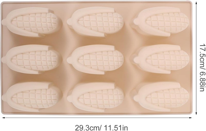 Corn-shaped Non-stick Silicone Chocolate Mold Tray, 9-cavity Gray Baking Mold for Candy Making and DIY Cake Decoration, Food-grade Silicone for Home Kitchen Use - Image 2