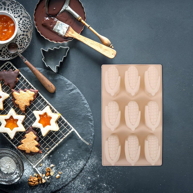 Corn-shaped Non-stick Silicone Chocolate Mold Tray, 9-cavity Gray Baking Mold for Candy Making and DIY Cake Decoration, Food-grade Silicone for Home Kitchen Use - Image 5