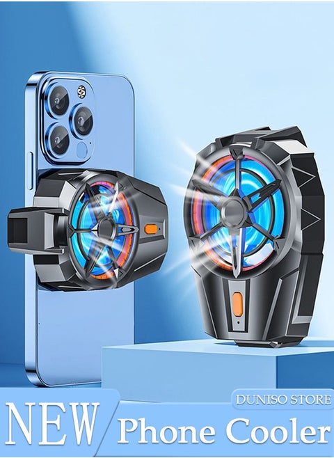 Phone Cooler for Live Streaming and Gaming, Fast Phone Cooling Fan with Adjustable 3 Gear Wind Speed and Adjustable Stand, Fit All Types of iPhone Android Smartphones