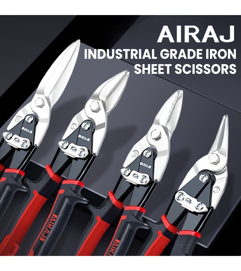 4Pcs 10 Inch 12 Inch Aviation Snips Heavy Duty Metal Cutter Shears For Cutting Sheet Metal Chrome Vanadium Steel Straight Cut - Image 1