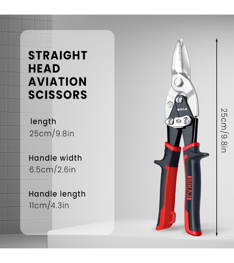 4Pcs 10 Inch 12 Inch Aviation Snips Heavy Duty Metal Cutter Shears For Cutting Sheet Metal Chrome Vanadium Steel Straight Cut - Image 4