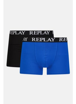 Men 2 Pack Brand Logo Trunk, Black/Blue