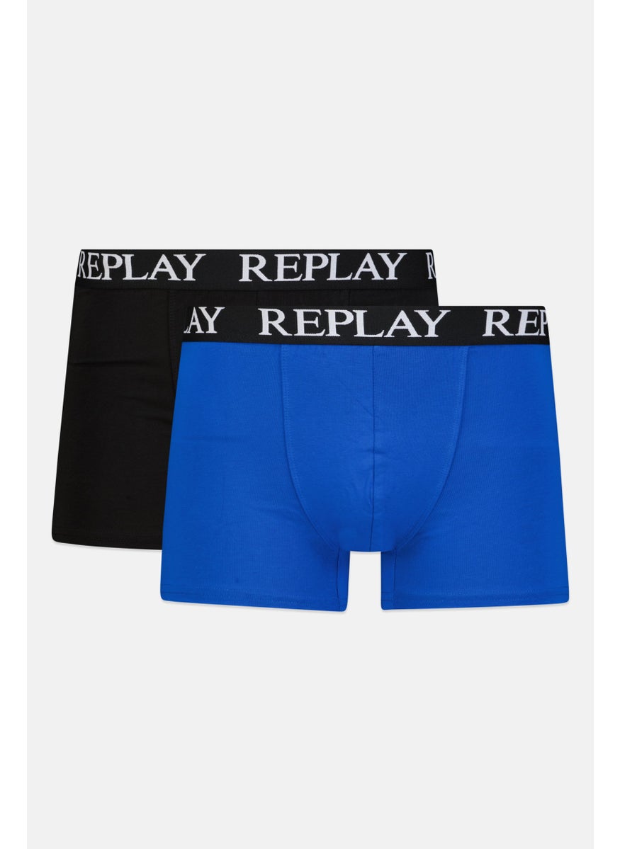 Replay - Men 2 Pack Brand Logo Trunk, Black/Blue - Image 1