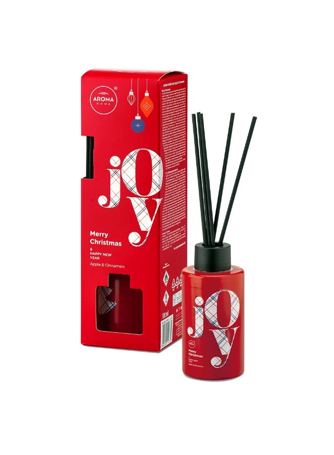 Aroma Home Joy Meri Christmas & New Year Apple & Cinnamon Gift Set, Scented Reed Diffuser 100ml & Candle 150g, Red, Made in Poland - Image 3