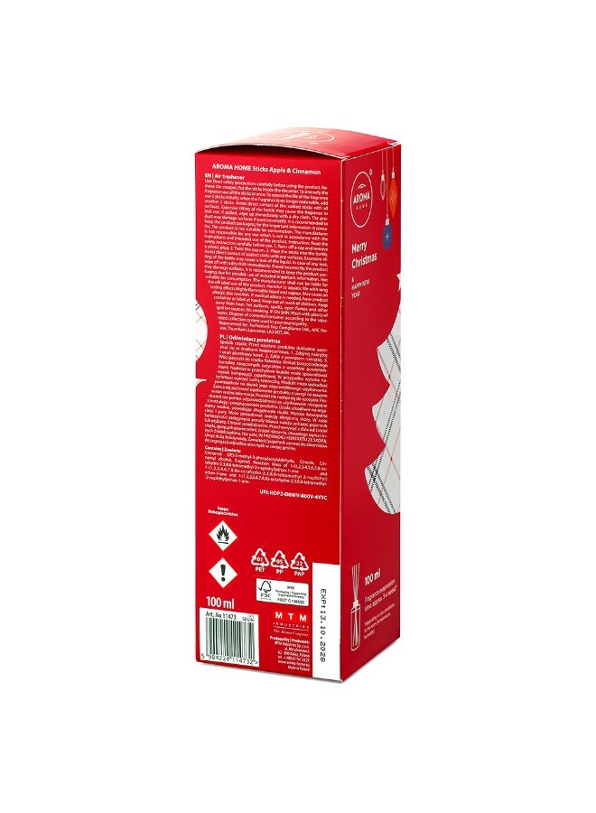 Aroma Home Joy Meri Christmas & New Year Apple & Cinnamon Gift Set, Scented Reed Diffuser 100ml & Candle 150g, Red, Made in Poland - Image 5