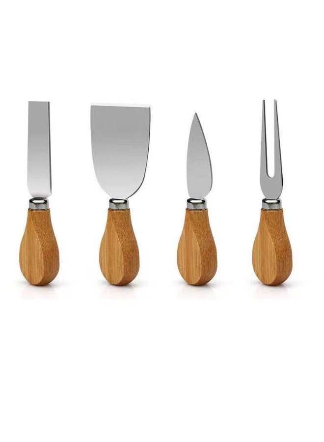 عام الخيزران قطع المجلس المحمولة الجبن الجبن مجلس مجموعة ستيك بيتزا صينية الخبز كعكة سكين وشوكة - Image 3