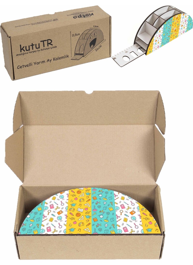 KutuTR Wooden Vip Student Series Desktop Pen Holder with Rainbow Ruler Organizer for Children Mounted Boxed  - Image 5