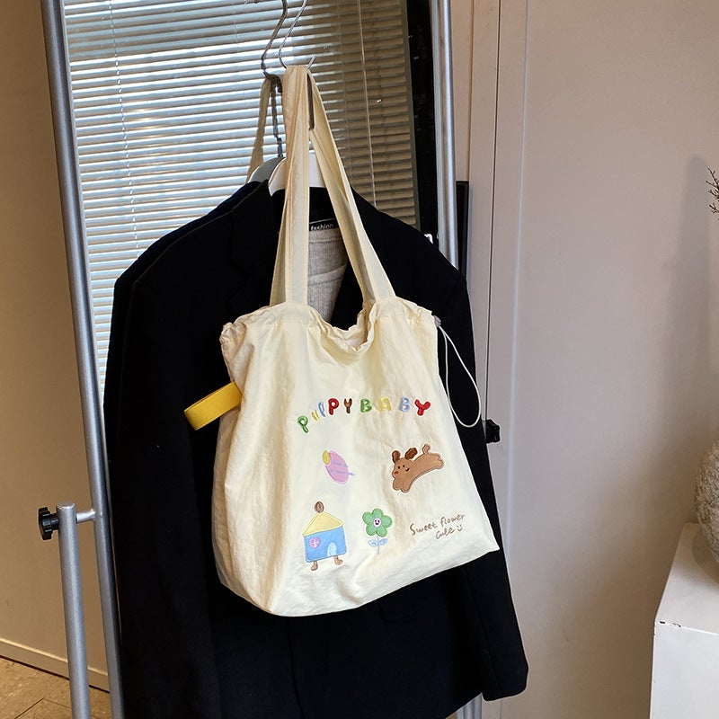 Dachshund Embroidered Tote Bag 2024 Internet Celebrant Popular Sweet Fresh Girl Cartoon Fashion Large Capacity Shoulder Bag - Image 3
