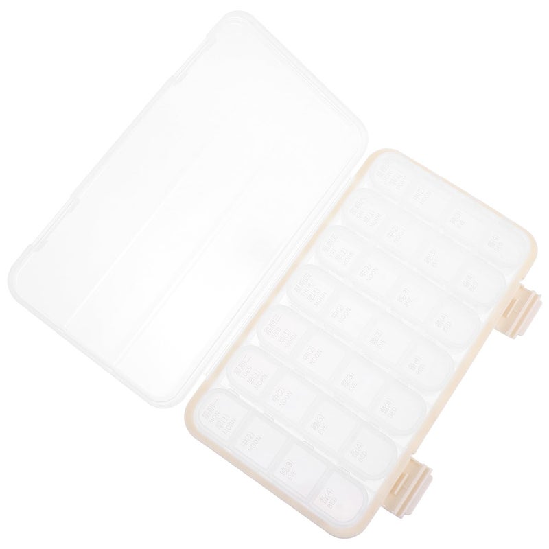 White Portable 28 Compartment Pill Organizer for Weekly Supplements Travel Daily Use - Image 2