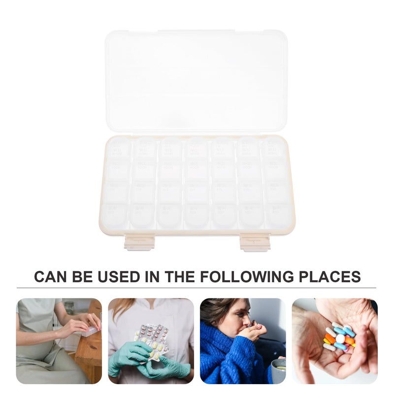 White Portable 28 Compartment Pill Organizer for Weekly Supplements Travel Daily Use - Image 4