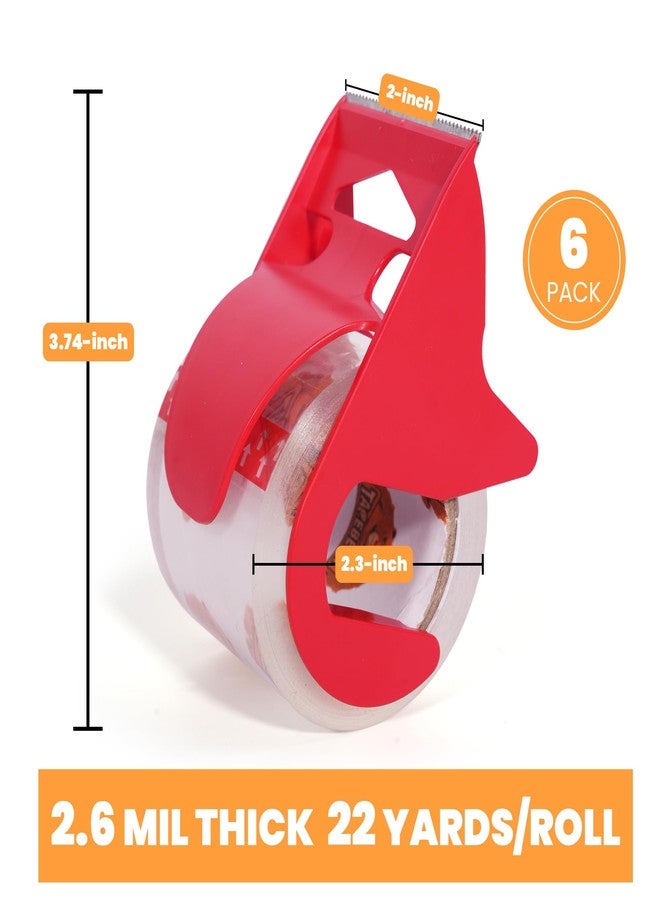 TAPEBEAR No Noise Packing Tape with Dispenser, 2.6mil Thick, 1.88" x 22yd Super Clear Packaging Tape for Book Binding, Carton Sealing, Moving, Shipping, 6 Rolls Tape with 6 Free Dispenser - Image 3