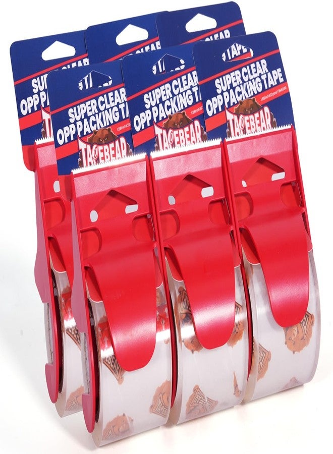 TAPEBEAR No Noise Packing Tape with Dispenser, 2.6mil Thick, 1.88" x 22yd Super Clear Packaging Tape for Book Binding, Carton Sealing, Moving, Shipping, 6 Rolls Tape with 6 Free Dispenser - Image 1