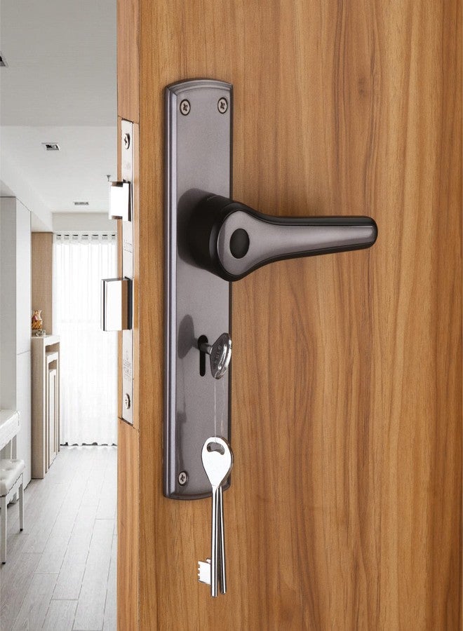 Atom 8 Inch Heavy Duty Mortise Door Lock for Bedroom, Living Room, Main Door, Black-Gray Finish | 3 Keys | 6 Lever Double Stage Lockset for House Hotel Office (O66KY) - Image 1