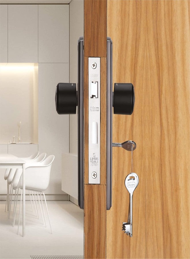 Atom 8 Inch Heavy Duty Mortise Door Lock for Bedroom, Living Room, Main Door, Black-Gray Finish | 3 Keys | 6 Lever Double Stage Lockset for House Hotel Office (O66KY) - Image 3