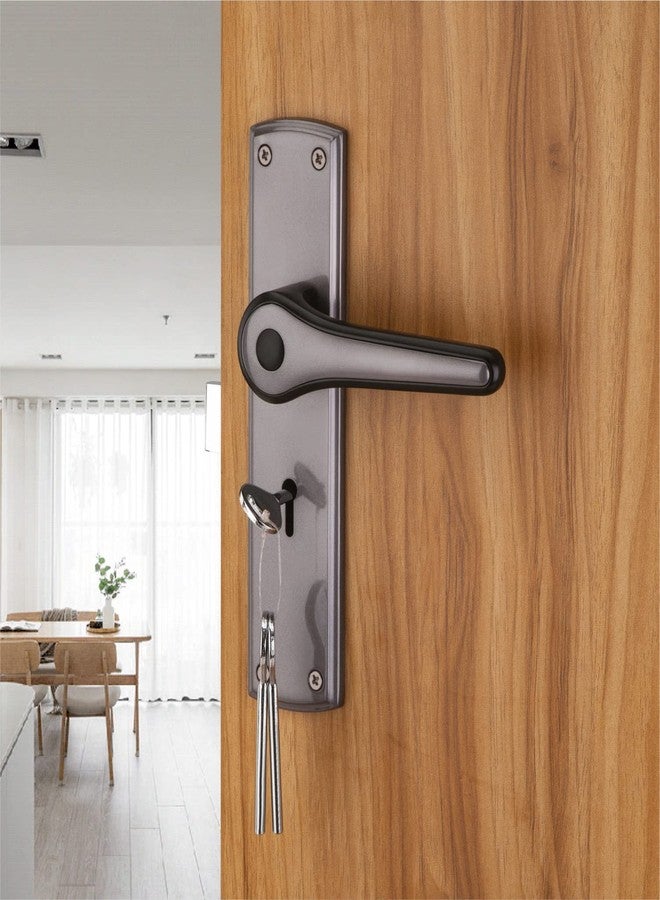 Atom 8 Inch Heavy Duty Mortise Door Lock for Bedroom, Living Room, Main Door, Black-Gray Finish | 3 Keys | 6 Lever Double Stage Lockset for House Hotel Office (O66KY) - Image 2