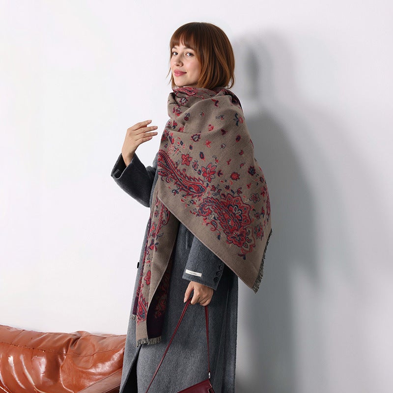2025 New Retro Jacquard Tassel Scarf, Imitation Cashmere, Soft and Breathable, Versatile for Autumn and Winter, Women''s Shawl and Neck Scarf - Image 3