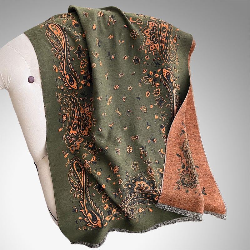 2025 New Retro Jacquard Tassel Scarf, Imitation Cashmere, Soft and Breathable, Versatile for Autumn and Winter, Women''s Shawl and Neck Scarf - Image 1