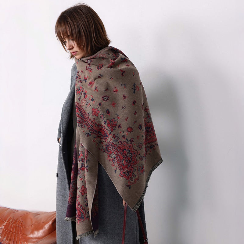 2025 New Retro Jacquard Tassel Scarf, Imitation Cashmere, Soft and Breathable, Versatile for Autumn and Winter, Women''s Shawl and Neck Scarf - Image 4