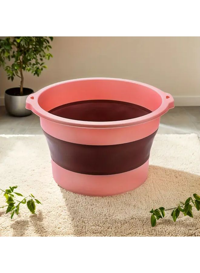 Red And Pink Foldable Foot Bath Tub With Massage Bottom For Soaking And Cleaning - Image 1