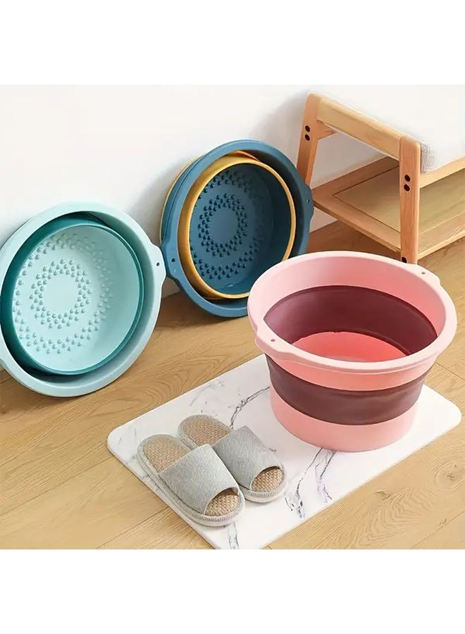 Red And Pink Foldable Foot Bath Tub With Massage Bottom For Soaking And Cleaning - Image 3