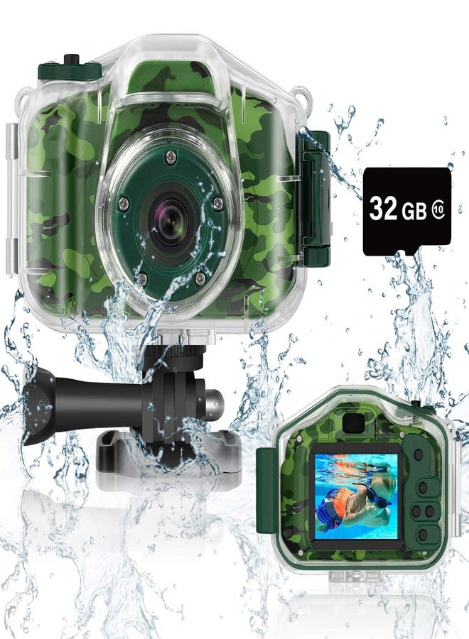 DEKER Waterproof Camera for Kids, Christmas Birthday Gifts for Boys Girls 3-12 Year Old, Mini HD Toddler Digital Video Children Travel Camcorder, 2 Inch IPS Screen with 32GB Card (Green) - Image 1