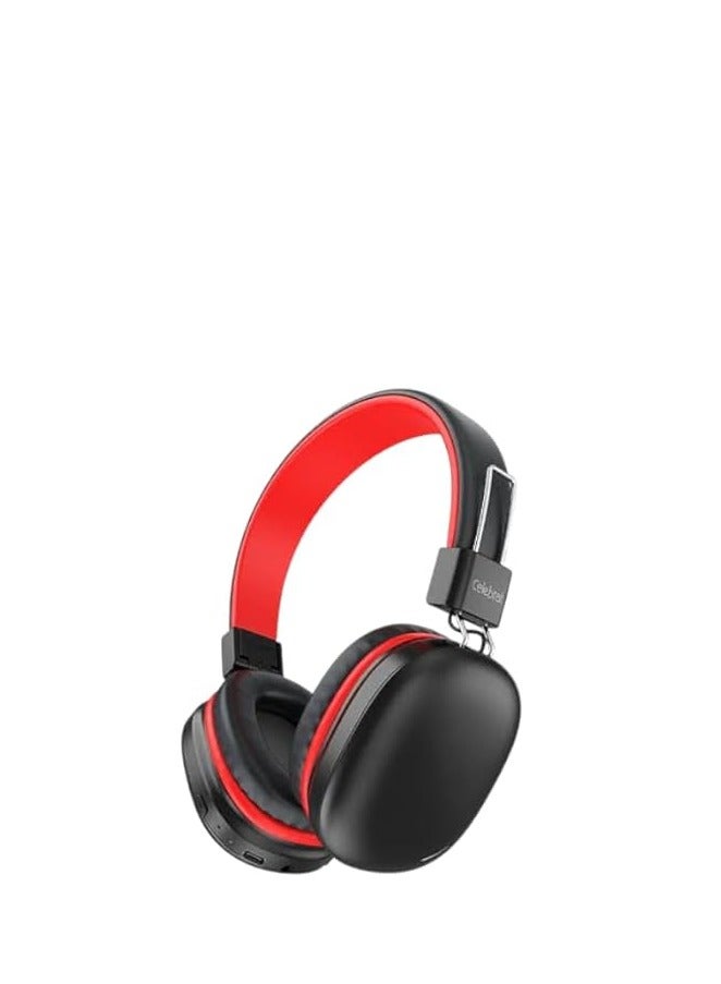 Celebrite A42 Wireless Bluetooth Headphones – Comfortable Surround Sound Over-Ear Headphones – Black × Red (Model A-42) – Bluetooth V5.4 - Image 1
