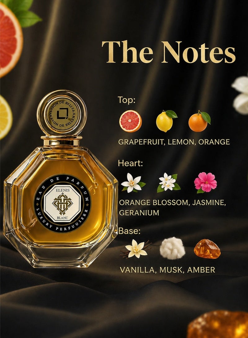 لينيا دي بيلا إلينيس بلانك أو دو بارفان 100 مل – عطر فاخر للجنسين بثبات طويل بنفحات الجريب فروت والليمون وزهر البرتقال والياسمين مع قاعدة من الفانيليا والمسك والعنبر | لينيا دي بيلا - Image 2