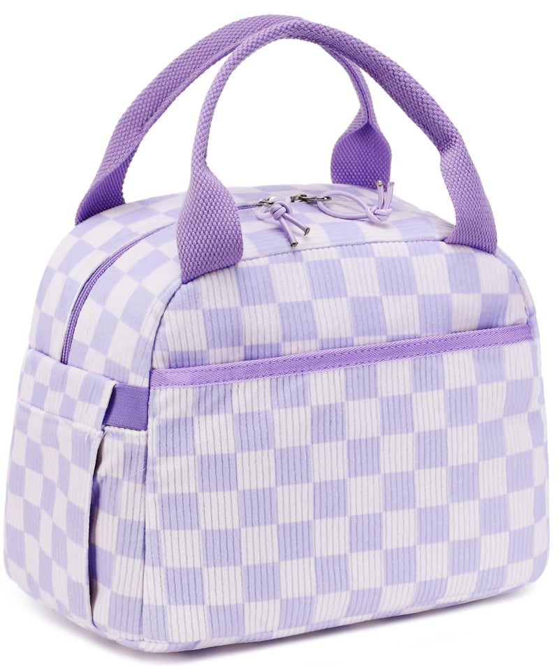 LEDAOU Insulated Lunch Box Corduroy Lunch Tote Bags Leakproof Cooler Lunch Case for Travel Work Picnic