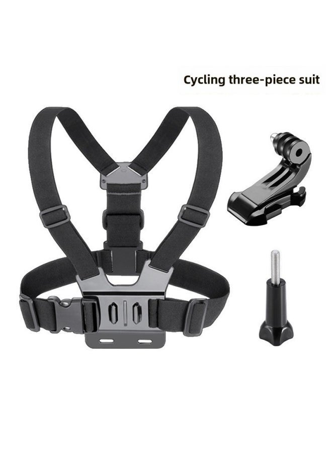 Generic Head-mounted Mobile Phone Fixed Bracket Riding Diyi Person Shooting Bracket Live Sports Camera Motorcycle Riding Chest Strap-Colour:Three Piece Chest Strap Suit - Image 1