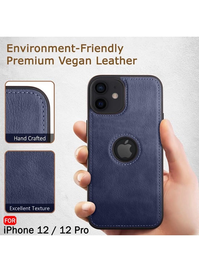 ذا جيفت كارت جراب خلفي من الجلد الأصلي من TheGiftKart لهاتف iPhone 12/12 Pro | تصميم مقاوم للصدمات | حماية للكاميرا والشاشة | جراب خلفي بتصميم بسيط مذهل لهاتف iPhone 12/12 Pro (أزرق)  - Image 3