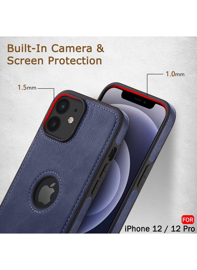 ذا جيفت كارت جراب خلفي من الجلد الأصلي من TheGiftKart لهاتف iPhone 12/12 Pro | تصميم مقاوم للصدمات | حماية للكاميرا والشاشة | جراب خلفي بتصميم بسيط مذهل لهاتف iPhone 12/12 Pro (أزرق)  - Image 5