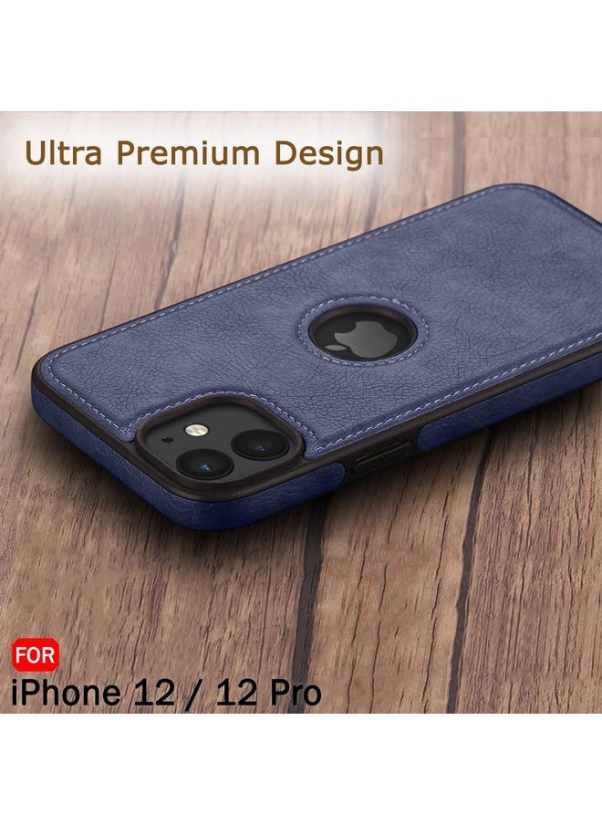 ذا جيفت كارت جراب خلفي من الجلد الأصلي من TheGiftKart لهاتف iPhone 12/12 Pro | تصميم مقاوم للصدمات | حماية للكاميرا والشاشة | جراب خلفي بتصميم بسيط مذهل لهاتف iPhone 12/12 Pro (أزرق)  - Image 4
