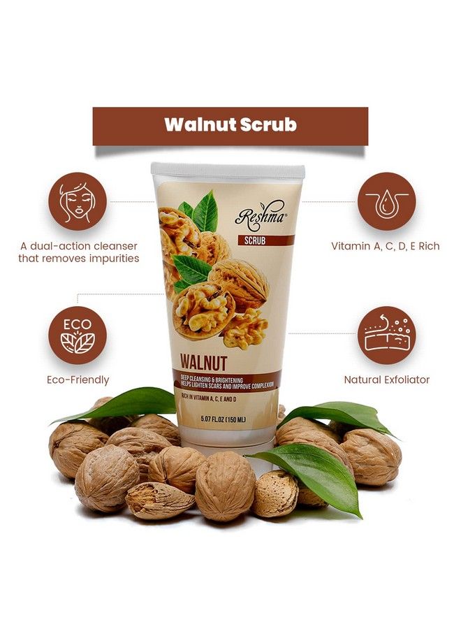 Reshma Beauty Walnut Scrub | Helps Remove Dead Skin Hyper Pigmentation And Impurities | Rich In Vitamin A C D & E | Paraben Free | Crueltyfree Pack Of 1 - Image 4