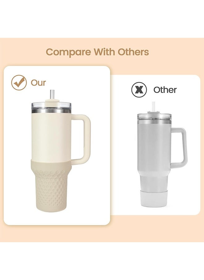 HY - Silicone Boot for Stanley Cup 40oz Quencher, Anti-Slip Bottle Bottom Sleeve Cover, Fit with Stanley H2.0 and Quencher Adventure Tumbler Accessories (40 oz, Cream) - Image 1