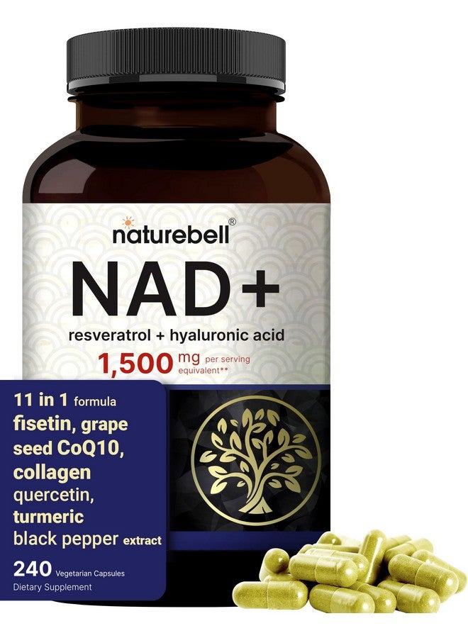 نايتشر بيل NatureBell NAD+ 1,500mg لكل وجبة، 240 كبسولة نباتية | مركب 10 في 1 مع ريسفيراترول بالإضافة إلى حمض الهيالورونيك، وكيرسيتين، وفيستين، والكولاجين، والمزيد - مكمل النيكوتيناميد - غير معدّل وراثيًا - Image 1