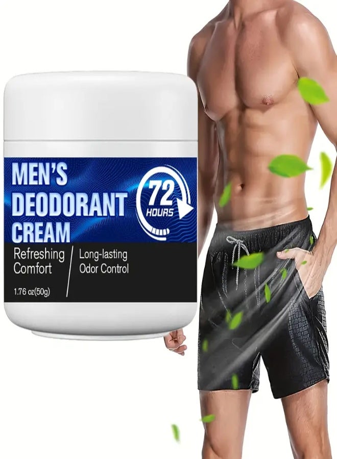 AROAQ Men’s Deodorant Cream 50g – 72-Hour Odor Protection with Camellia & Sweet Almond Oils, Moisturizing & Long-Lasting Freshness - Image 2