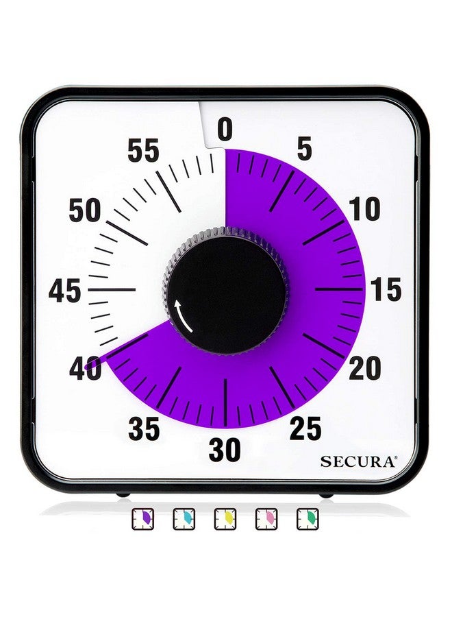 سيكورا مؤقت تنازلي بصري من سيكيورا، 60 دقيقة، مؤقت بصري كبير الحجم للفصول الدراسية، مقاس 7.5 بوصة، للأطفال والكبار، ساعة مطبخ ميكانيكية متينة مع دعامة مغناطيسية (أرجواني) - Image 1