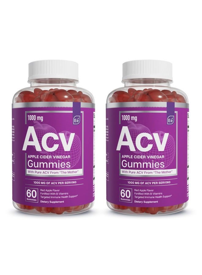 Essential Elements Apple Cider Vinegar Gummies from The Mother - Naturally-Sourced, Vegan ACV with Folic Acid and Vitamin B6 & B12 (2 Pack) - Image 1