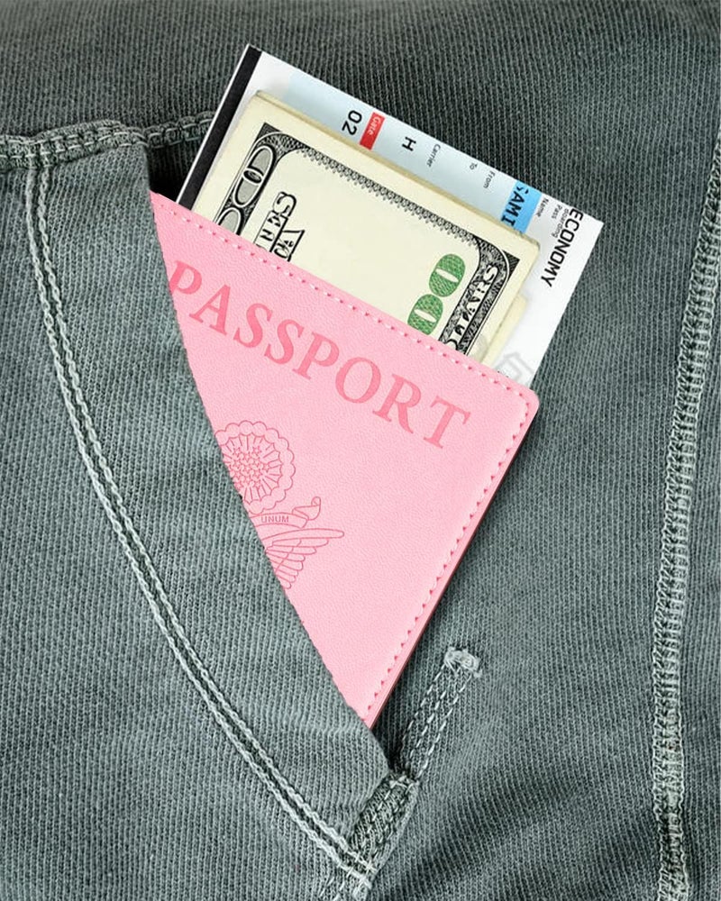 Sizobi Leather Passport Holder Covers Case, Passport Book Wallet Card Slot Luggage Tag, International Travel Must Haves Travel Accessories for Women Men, Cruise Ship Essentials, Travel Gifts, Pink - Image 5